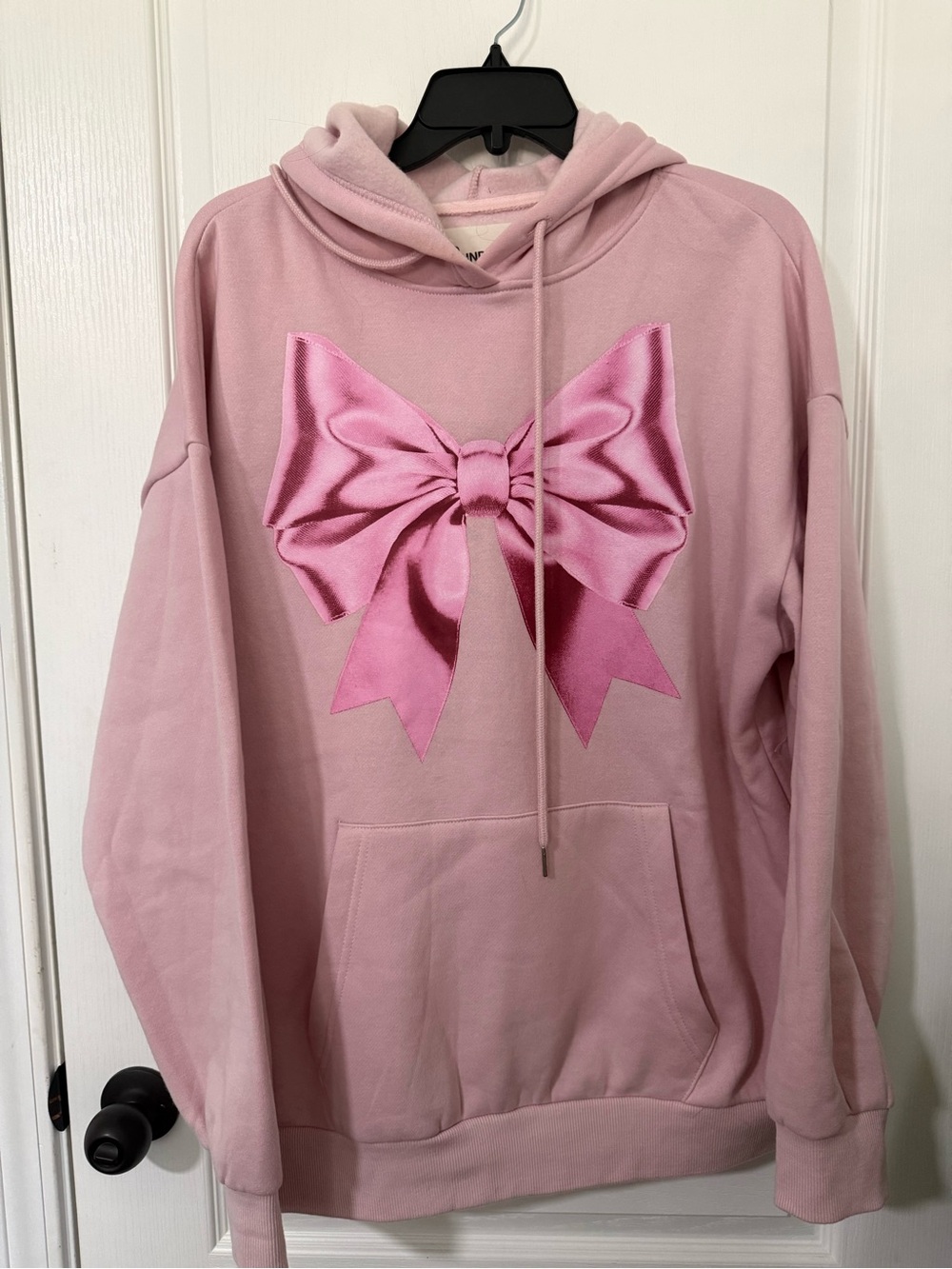 Pink Bow Graphic Hoodie Sweatshirt- Women